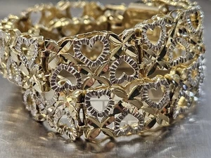 Tolles Geschenk... 14k Gelb & Weißgold Herz Armband - Bild 1 von 8