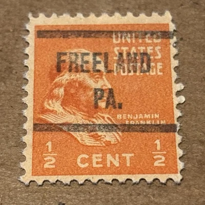 Difícil de encontrar Freeland Pennsylvania precancelado tipo 608 SC 803 1/2 CENTAVO PREXY PB4 Foto 1 de 2