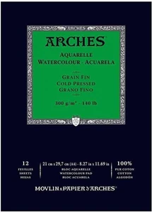 ARCHES Aquarelle Watercolour Paper Pad 21x29.7cm 300gsm 12 Sheets 100% Cotton - Picture 1 of 2