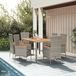 Outdoor Dining Set 9 Piece Dining Table and Chairs with Cushions Grey vidaXL - Picture 1 of 11