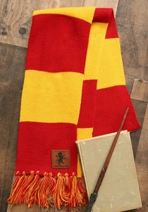Harry Potter Gryffindor House Patch Striped Scarf - Picture 1 of 1
