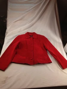 Abrigo de gamuza de cuero rojo para mujer JL Colebrook talla grande - Imagen 1 de 3