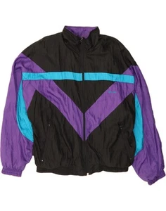 PIERRE CARDIN Mens Tracksuit Top Jacket Large Black Colourblock Nylon BP10 - Picture 1 of 3