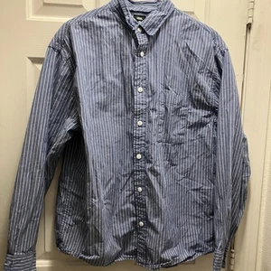 Vans Mens Shirt Small Blue White Pin Striped Loose Fit Off The Wall - Picture 1 of 4