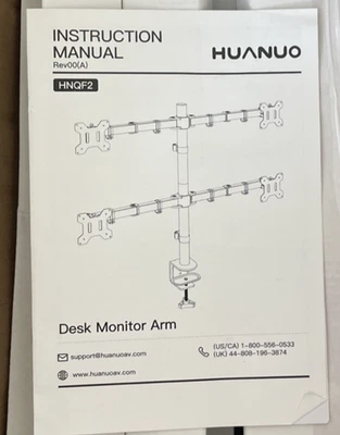 HUANUO Double Desk Monitor Arm Mount HNQF2 - Image 1 of 4