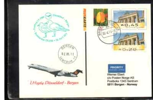 LUFTHANSA FFC ERSTFLUG DÜSSELDORF - BERGEN NORWAY 2011 ATM STATIONERY - Picture 1 of 1