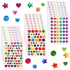 Holographic Sparkly Dot Heart Star Stickers for Kids Rewards Charts Decorations - Picture 1 of 20