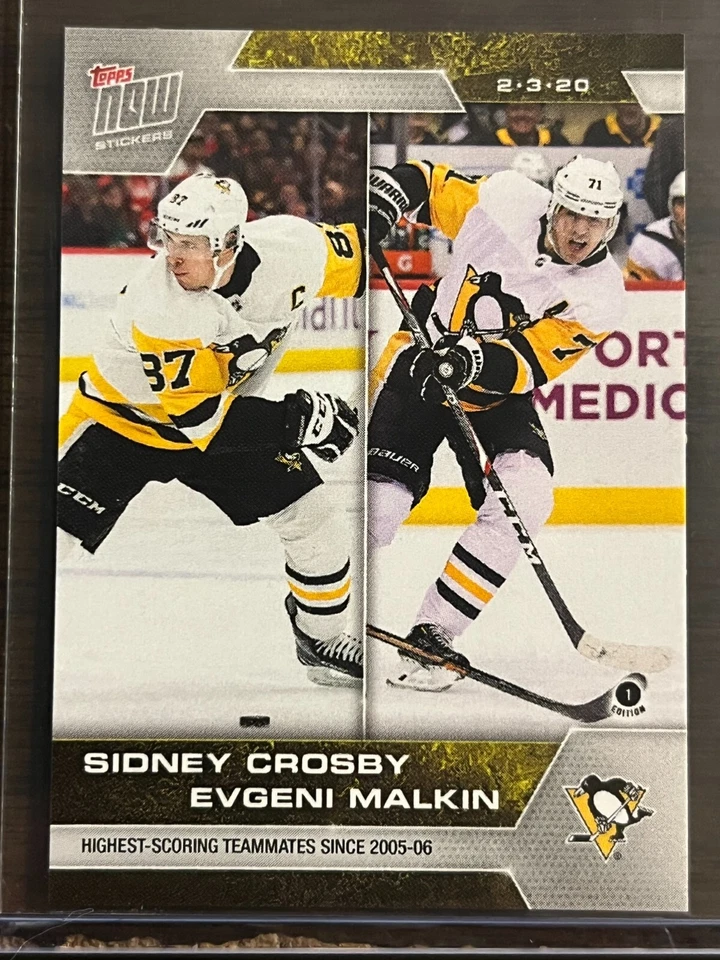 2019-20 Topps Now NHL Sticker #159 Sidney Crosby Evgeni Malkin Penguins - Image 1 of 2