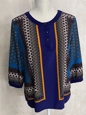 Lucy & Laurel Women's Large Blouse Multicolor 3/4 Sleeve Top - Imagem 1 de 4