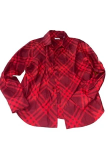 Plaid donna in flanella con bottoni rosso Burberry taglia 4 con bottoni - Foto 1 di 4