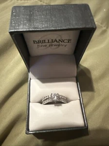 Brilliance Fine Jewelry Sterling Silver Round Bridal Set Simulated Diamond - Picture 1 of 6