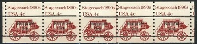 STAGECOACH Precancel MNH Strip of 5 With Line Gap PNC5 PL6 Scott's 1898AB  - Image 1 of 2
