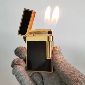Ligne 2 encendedores de llama suave dobles recarga de laca negra para fumar cigarrillo regalo - Imagen 1 de 3