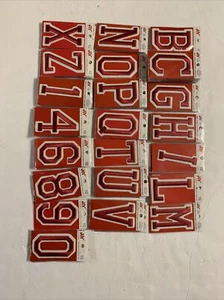 Joy Iron-On Embroidery. Letter Assortment Red. Size 4 inch. - Picture 1 of 2