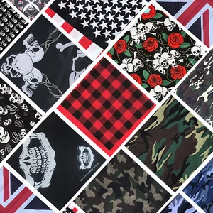 Bandana Scarf RoseySkull Camo Tartan Head Floral Sciarpa Wrist wear 100% Cotton  - Picture 1 of 41