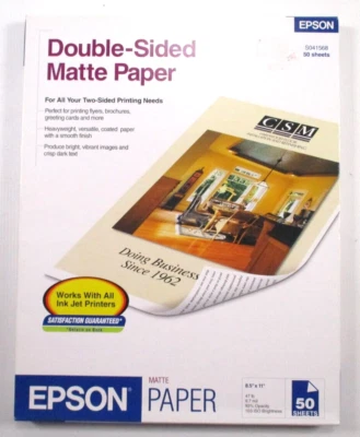 Epson Double Sided Matte Paper 8.5" x 11" 50 Sheets S041568 Sealed - Image 1 of 2