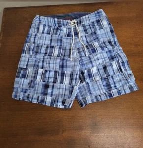 J. Crew Mens Vintage Madras Plaid Patchwork Swim Trunks Board Shorts Size 34 NWT - Picture 1 of 8