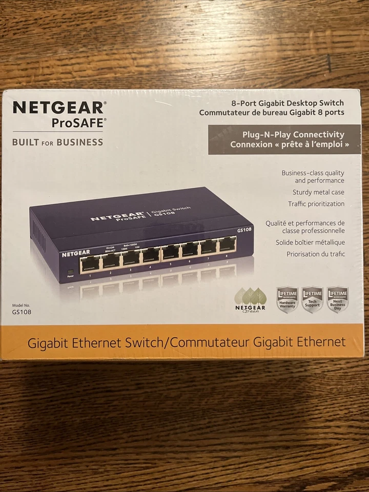 NETGEAR Pro Safe FS108 8-Ports 10/100 MBPS Fast Ethernet Switch new sealed - Image 1 of 4