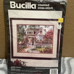 Vintage 1994 Bucilla Counted Cross Stitch Kit 40925 SUMMER SYMPHONY 14"x 11" NEW - Picture 1 of 4