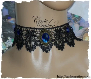 Collier Médiévale/Cabochon / Verre Et Cristal /Monture Baroque/ Bronze/ - Imagen 1 de 2