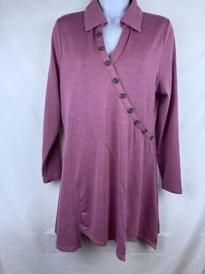 Мягкое окружение v-образным вырезом длинным рукавом драпировки Джерси вязаное платье маленький 30 в длину - Изображение 1 из 4