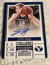 2017 Contenders Draft Picks College Ticket Blue Foil Eric Mika #106 Auto BYU