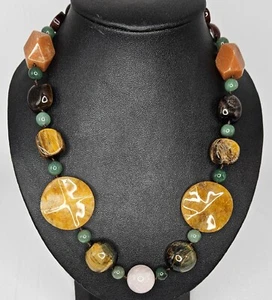 42cm Natural Tiger Eye Aventurine Gemstone Bead Necklace 96g Princess 16.5" Long - Picture 1 of 11