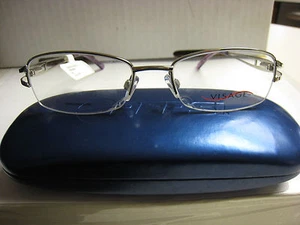 VISAGE Eyeglass Frames E210 in SILVER 53-18-135 chipped demo lens - Picture 1 of 6