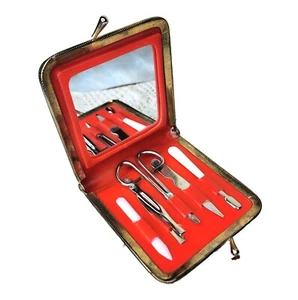 Set manicure vintage oro 5 pezzi con specchio - Foto 1 di 6