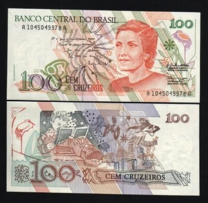Brazil 100 CRUZEIRO P-228 1990 x 100 Pcs BUNDLE Lot Butterfly Brazilian UNC NOTE - Picture 1 of 3
