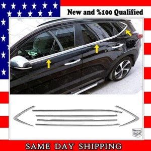Chrome Windows Rubber Cover Trim 6 pcs S.STEEL For Hyundai TUCSON 2016 to 2021 - Picture 1 of 7