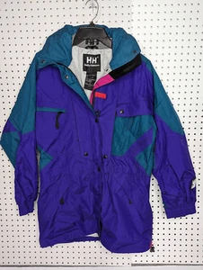 Excellent Vintage Helly Hansen 90's Bold Color block Ski Snowboard Coat sz Mediu - Picture 1 of 15