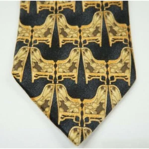 Ermenegildo Zegna Black and Gold Necktie Disegno Esclusivo 100% Silk Italy TIE - Picture 1 of 7