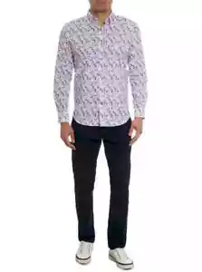 Robert Graham Mens Hawaiian Tailored Fit Multi Color Drink Print Shirt Size M - Picture 1 of 10