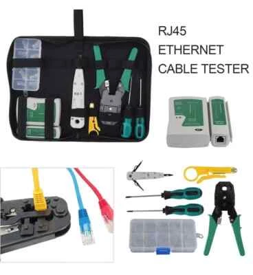 Network LAN Kit Cat5e Cat6 RJ45 RJ11 Cable Tester Cutter Crimper Crimping Tool - Image 1 of 4