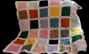 NEW!! Granny Square Hand Made Lap Blanket 36" x 36" Laps, Chairs, Babies, Travel - Picture 1 of 4