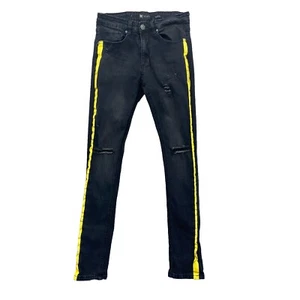 Waimea Jeans Donna 30x32 Neri Skinny Destroyed Moto Biker Stretch Denim - Foto 1 di 12