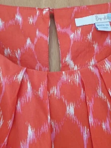 NEW-BODEN Orange White Pink Silk Blend Short-Sleeved Tunic Top-Size 6-Ch 34'' - Picture 1 of 3