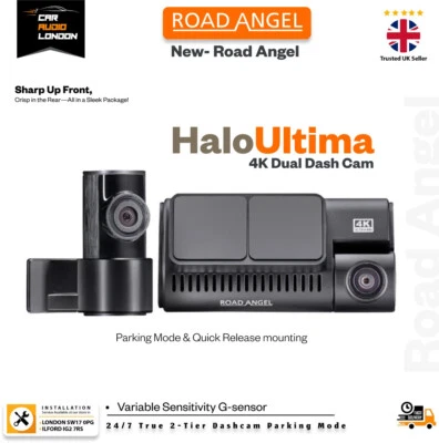 Road Angel Halo Ultima 4K Dual Dash Cam, Parking Mode & Quick Release mounting - image 1 of 4