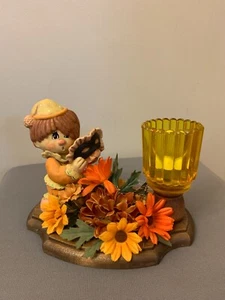 Finished Ceramic Fall Masquerade Scene with Candle Cup and Candle - Picture 1 of 3