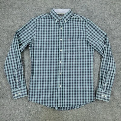 Hawkings McGill Button Shirt Men Small Blue Plaid Check Long Sleeve Pocket Adult - Image 1 of 4