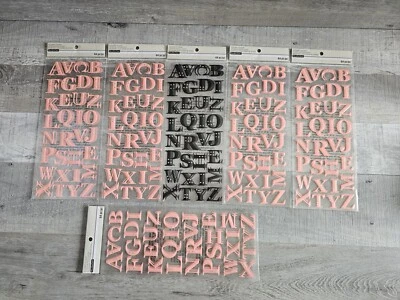 Sticker Lot Alphabet Scrapbooking 3D Stickers Letters Pink Black Gems #160s - Image 1 of 4