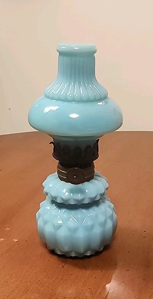 Lámpara de cristal opaco azul vintage 1890 Foto 1 de 2