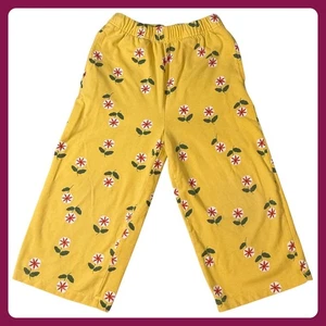 Hanna Andersson Girls Floral Print Crop Pants Yellow Elastic Waist Size 5 - Picture 1 of 5