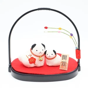 folk crafts and others Lucky Zodiac Crepe Decoration Parent and Child/Dog - Picture 1 of 4