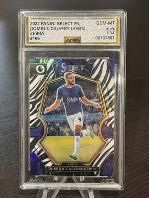 2022 Panini Select PL Dominic Calvert-Lewin Zebra GEM-MT 10 #165 /25 - Image 1 of 2