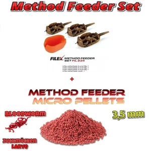 3+1 Método JUEGO ALIMENTADOR FIL234 + 800g Micro Pellets Zucki / Larva de Mosquito Rojo - Imagen 1 de 3