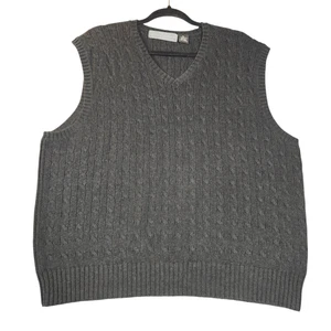 Oscar De La Renta Mens XL Gray Sleeveless Sweater Vest Cable Knit Pullover - Picture 1 of 10