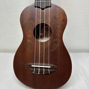 Luna UKE Hand Carved Tribal Mahogany Bc 17042472899 - Picture 1 of 7