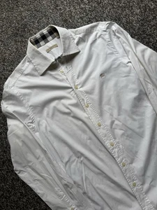 White Burberry Brit Buttoned Full Buttoned Plain Shirt Size Small - Picture 1 of 8